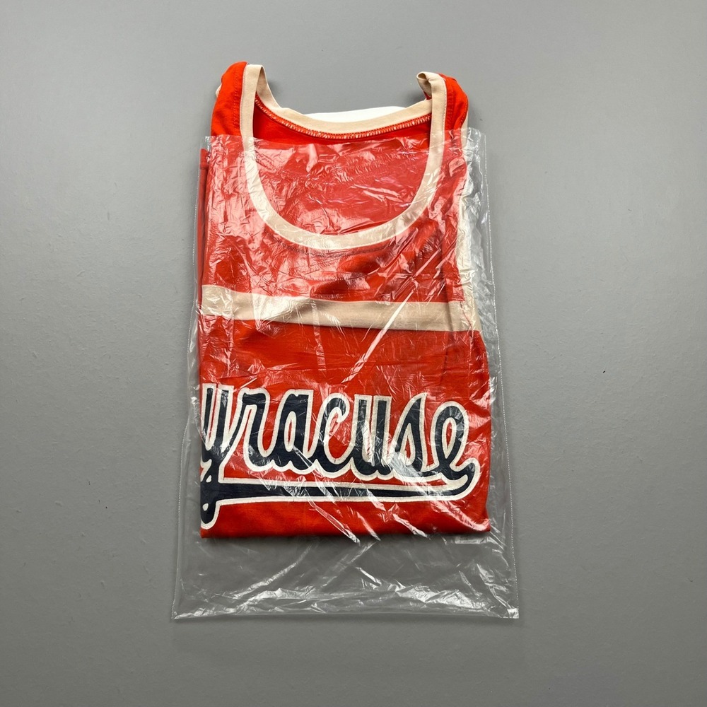 Sand-Knit Syracuse Jersey Tank Top Mens 40 Orange Vintage Klein's All Sports 70s